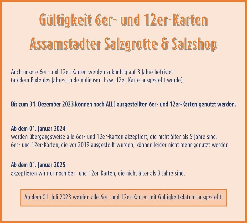 6er und 12er Karten Gültigkeit